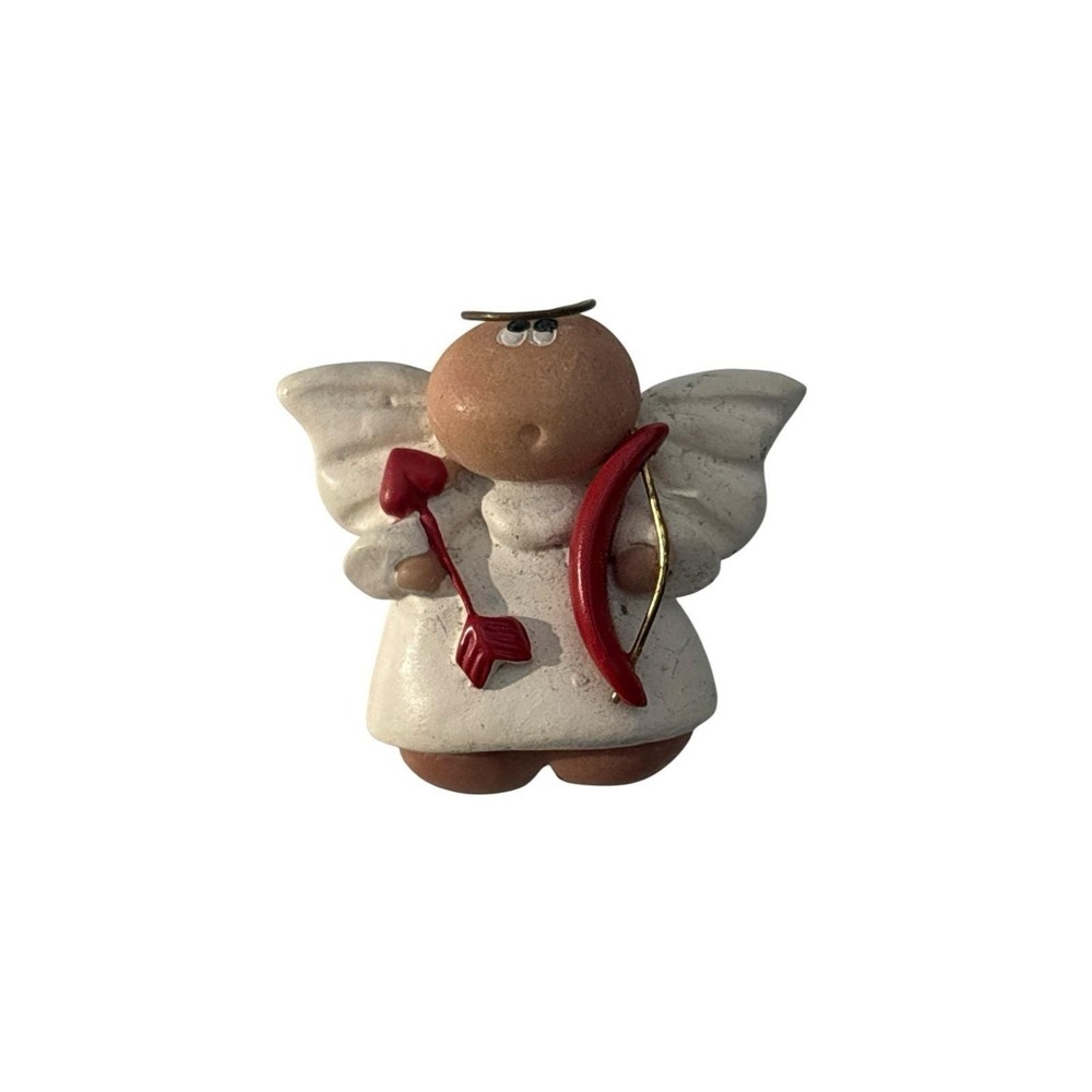 Vintage Signed Kirk 2001 Angel Baby Wings Halo Bow Cupid Love Brooch Pin